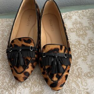 Talbots Animal Print Loafers with Black Tassels